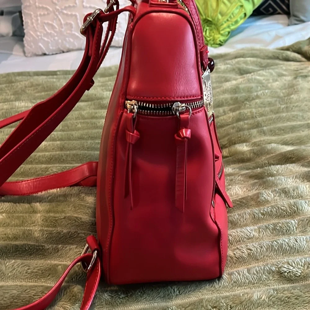 Dolce Vita red leather backpack I put the cherry keychain on it to look morecut - Picture 5 of 13